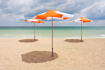 Beach umbrellas on the sand
