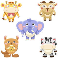cute animals set