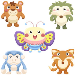 cute animals set