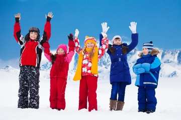 Friends happy on snow day