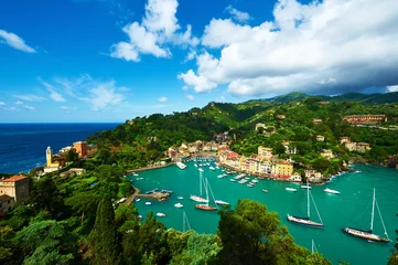 Fotobehang Portofino dorp aan de Ligurische kust, Italië © haveseen