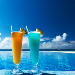 Cocktails near swimming pool