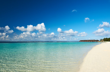 Beautiful beach with water bungalows