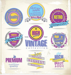 Set of vintage premium quality labels - retro colors