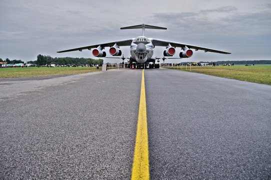 Cargo airlifter at the airstrip
