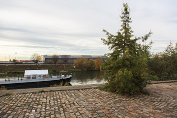 Boat on the river and a tree in France