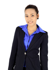 Isolated young asain business woman on white
