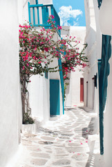 Traditional greek alley on Mykonos island, Greece - 54325620