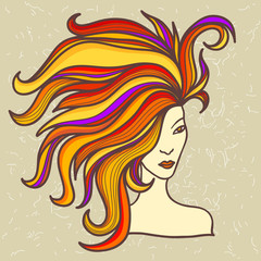 girl with luxuriant hair