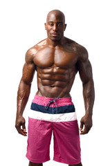 Strong bodybuilder man with perfect abs, shoulders,biceps, chest
