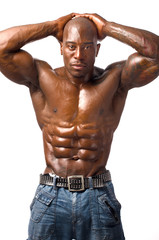 Strong bodybuilder man with perfect abs,biceps, chest