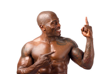 Strong bodybuilder man with perfect abs,biceps, chest