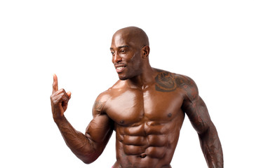Strong bodybuilder man with perfect abs, shoulders,biceps, chest