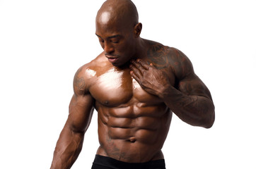 Strong bodybuilder man with perfect abs,biceps, chest