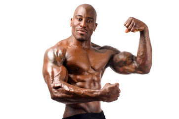 Strong bodybuilder man with perfect abs,biceps, chest