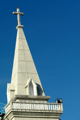 Church roof along the Mekong River