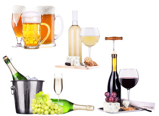 champagne, red and white wine,beer
