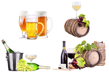 champagne, red and white wine,beer