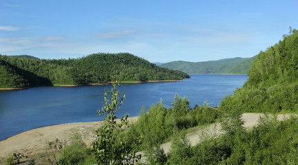 Fototapeta na wymiar Zeya reservoir hydropower, Amur Region, Russia