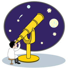 Astronomer with telescope