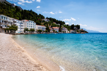 Mediterranean Sea with Transparent Water and Pebble Beach in Cro