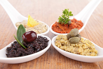 assortment of tapenade