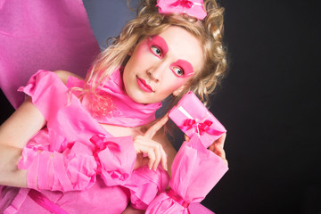 Naklejka premium Woman in pink.