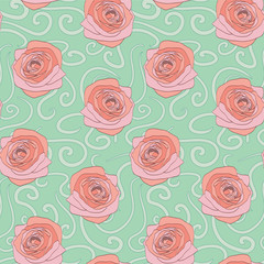 Seamless pattern with beautiful roses