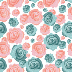 Seamless pattern with beautiful roses