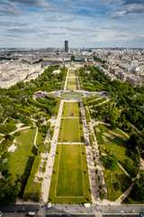 Aerial View on Champ de Mars from the Eiffel Tower, Paris, Franc