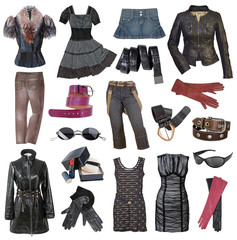 set of fashionable stylish clothes