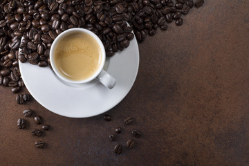 coffee cup and grain background rust