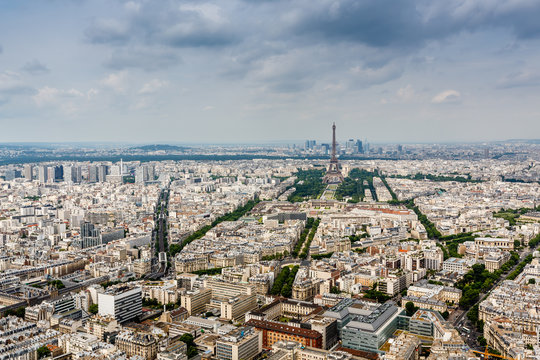 Aerial View on Champs de Mars and Eiffel Tower, Paris, France