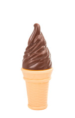 Chocolate ice cream cone isolated