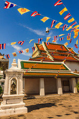Buddhist Church with Flags Decoration
