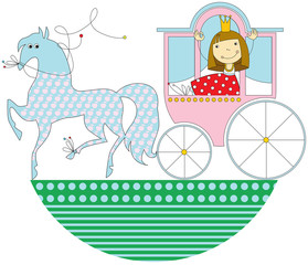 princess in a pink carriage