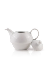 Coffee-pot with white copy space