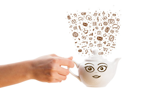 Coffe can with hand drawn media icons