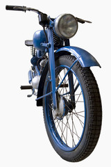 old blue motorcycle