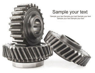 real stainless steel gears isolated over white background