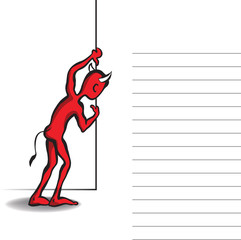 little red devil lurking behind the wall
