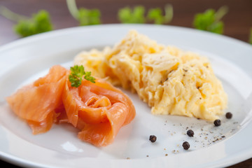 Salmon and scrambled eggs