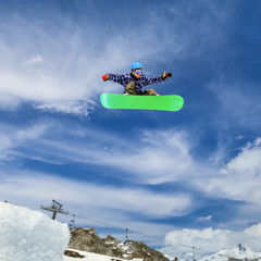 Snowboarder in the sky