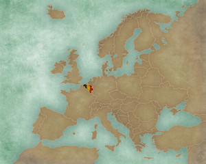 Map of Europe - Belgium (dark)