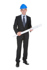 Male Architect Holding Blueprints