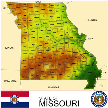 Missouri USA counties name location map background