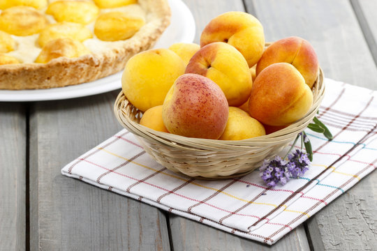 Basket of fresh peaches