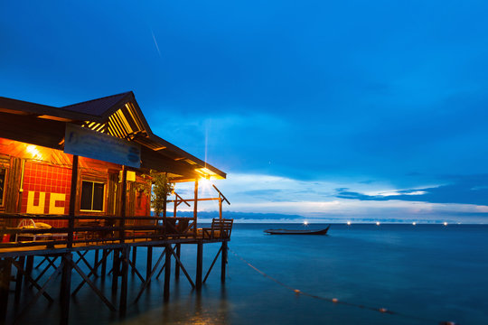 Over Water Bungalow With Bule Sky