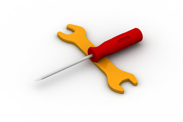 wrench and a screwdriver