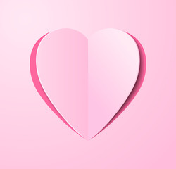 stylized paper heart bent middle.